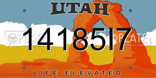 14185I7 Utah License Plate