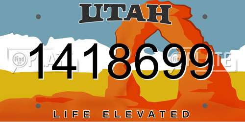 1418699 Utah License Plate