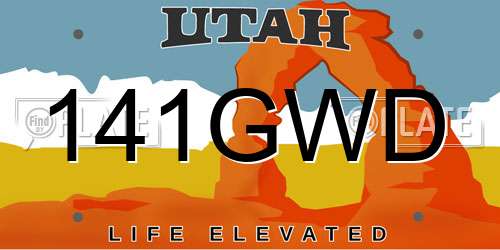 141GWD Utah License Plate