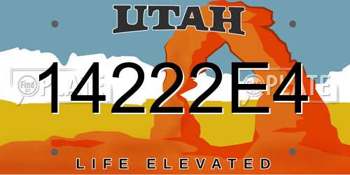 14222E4 Utah License Plate