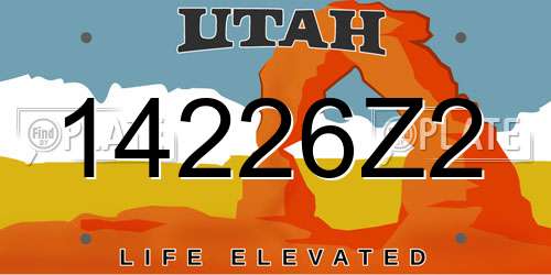 14226Z2 Utah License Plate