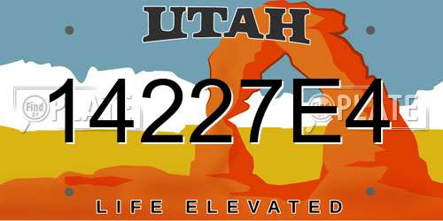 14227E4 Utah License Plate
