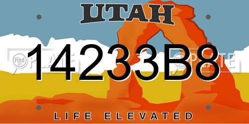 14233B8 Utah License Plate