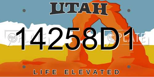 14258D1 Utah License Plate