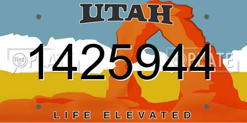 1425944 Utah License Plate