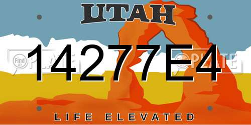 14277E4 Utah License Plate
