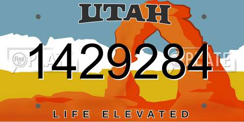 1429284 Utah License Plate