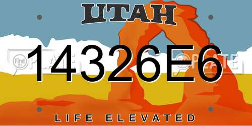14326E6 Utah License Plate