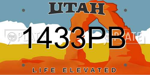 1433PB Utah License Plate