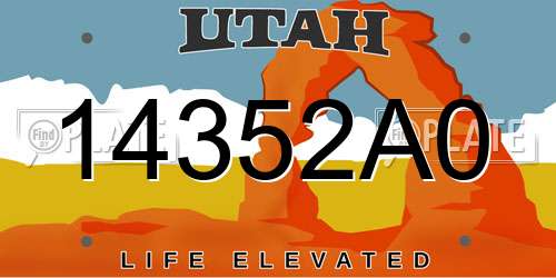 14352A0 Utah License Plate