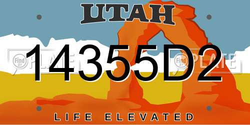 14355D2 Utah License Plate