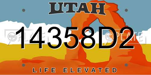 14358D2 Utah License Plate