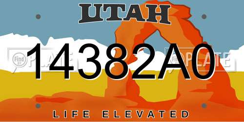 14382A0 Utah License Plate