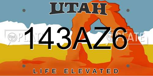 143AZ6 Utah License Plate