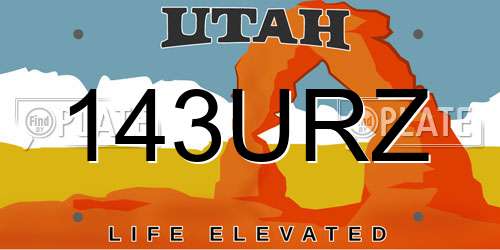 143URZ Utah License Plate