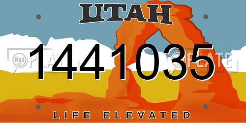 1441035 Utah License Plate