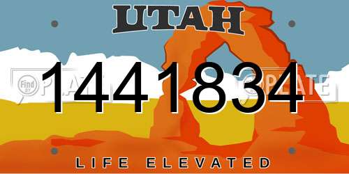 1441834 Utah License Plate