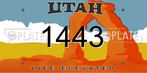 1443 Utah License Plate