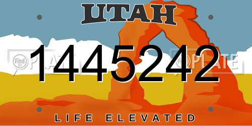 1445242 Utah License Plate