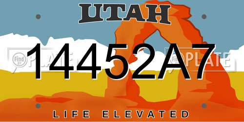14452A7 Utah License Plate