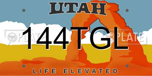 144TGL Utah License Plate