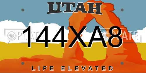 144XA8 Utah License Plate