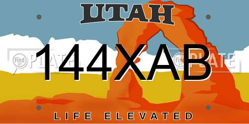 144XAB Utah License Plate