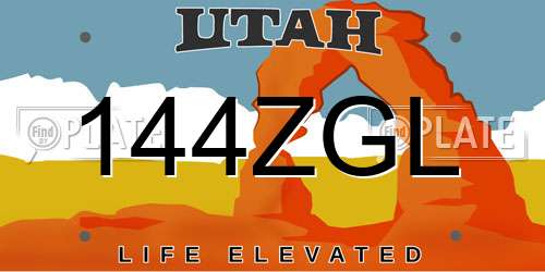 144ZGL Utah License Plate