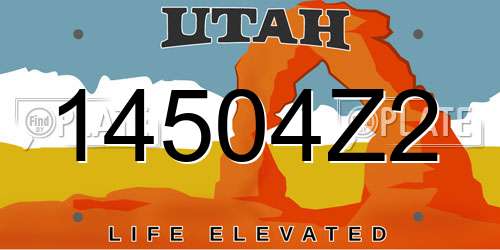 14504Z2 Utah License Plate