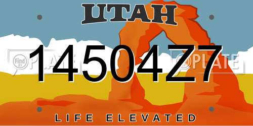 14504Z7 Utah License Plate