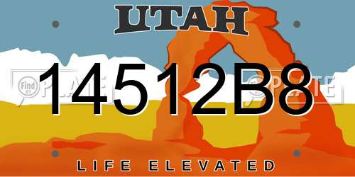 14512B8 Utah License Plate