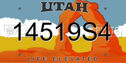 14519S4 Utah License Plate