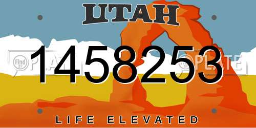 1458253 Utah License Plate