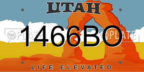 1466BO Utah License Plate
