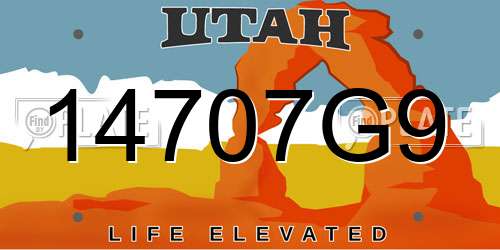 14707G9 Utah License Plate