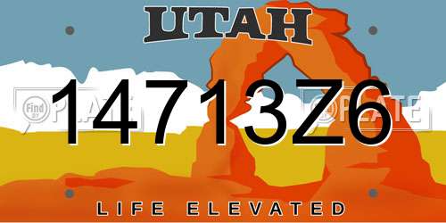 14713Z6 Utah License Plate