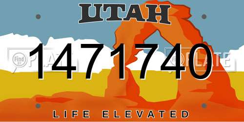 1471740 Utah License Plate