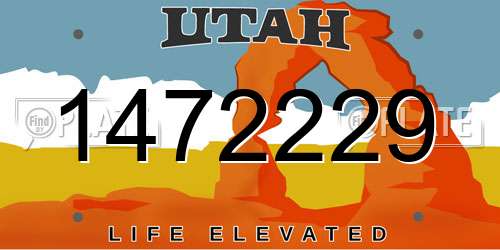 1472229 Utah License Plate
