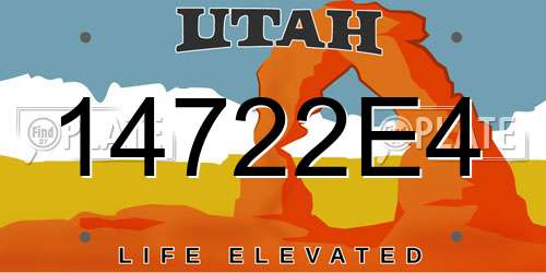 14722E4 Utah License Plate