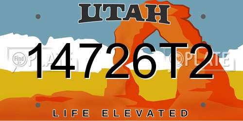14726T2 Utah License Plate