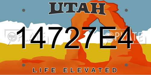 14727E4 Utah License Plate
