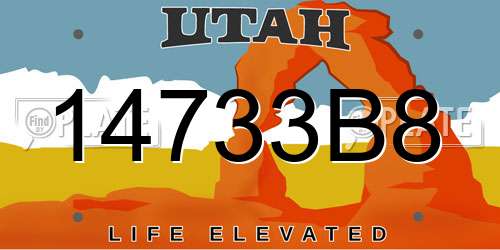 14733B8 Utah License Plate