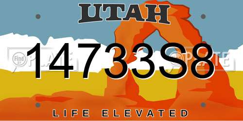 14733S8 Utah License Plate