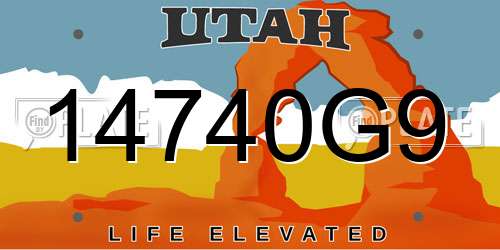 14740G9 Utah License Plate