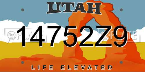 14752Z9 Utah License Plate