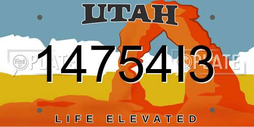 14754I3 Utah License Plate