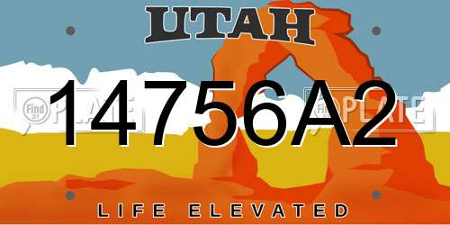 14756A2 Utah License Plate