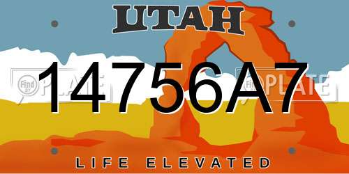 14756A7 Utah License Plate