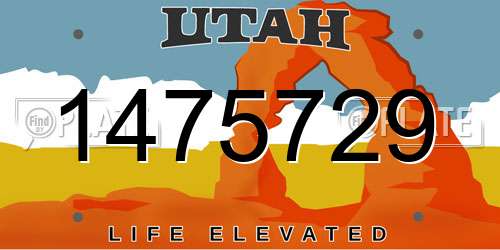 1475729 Utah License Plate