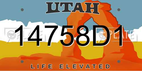 14758D1 Utah License Plate